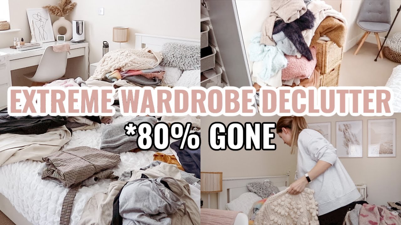 I got rid of 80% of my clothing 😳 EXTREME WARDROBE DECLUTTER | MESSY TO MINIMAL Closet Declutter