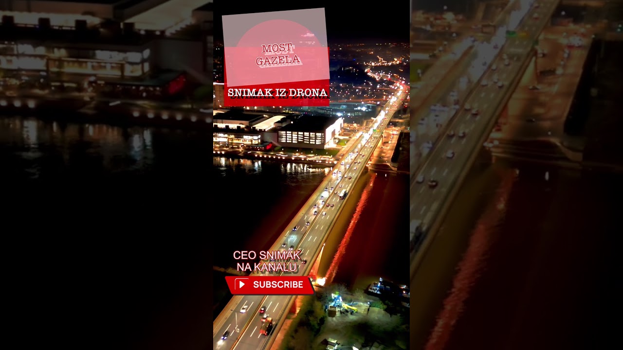 Most Gazela noću snimak iz drona 4K