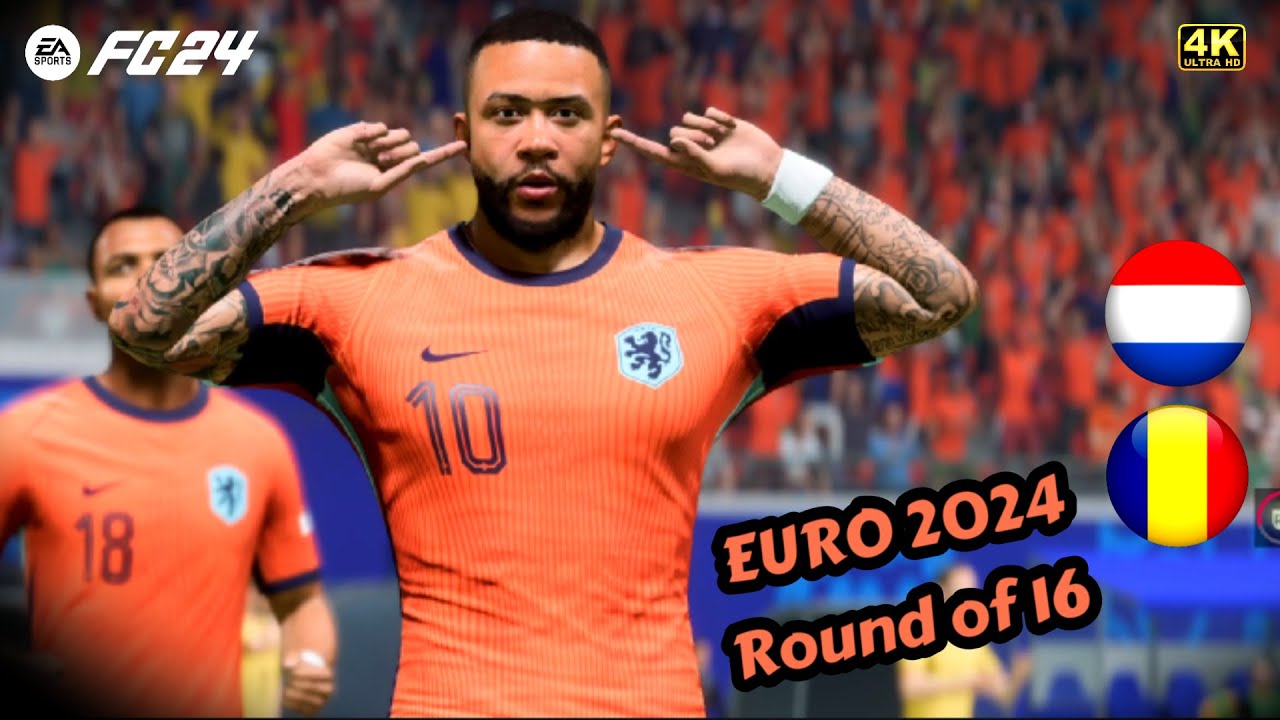 FC24 - Netherlands vs Romania | EURO 2024 - Round of 16 | Digital Footballer | 4K HDR