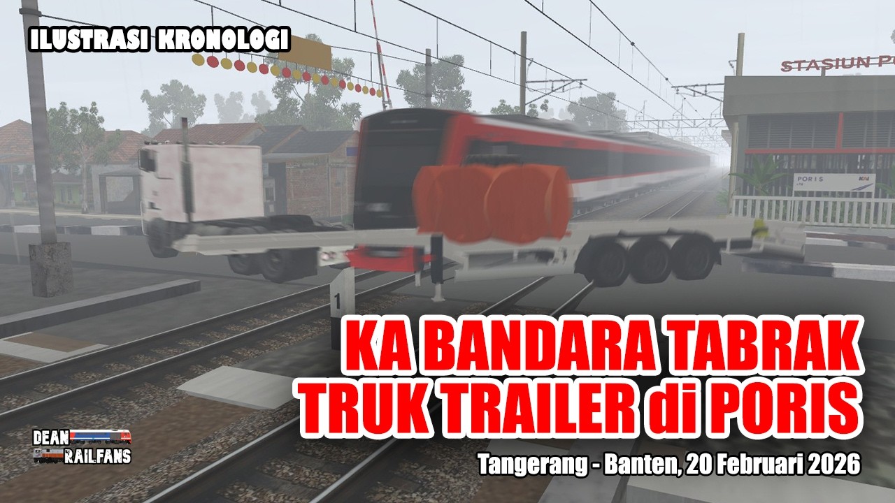 MENGERIKAN😨!! TRUK TRAILER PENGANGKUT SEKOCI TERTABRAK KA BANDARA | Ilustrasi Kronologi