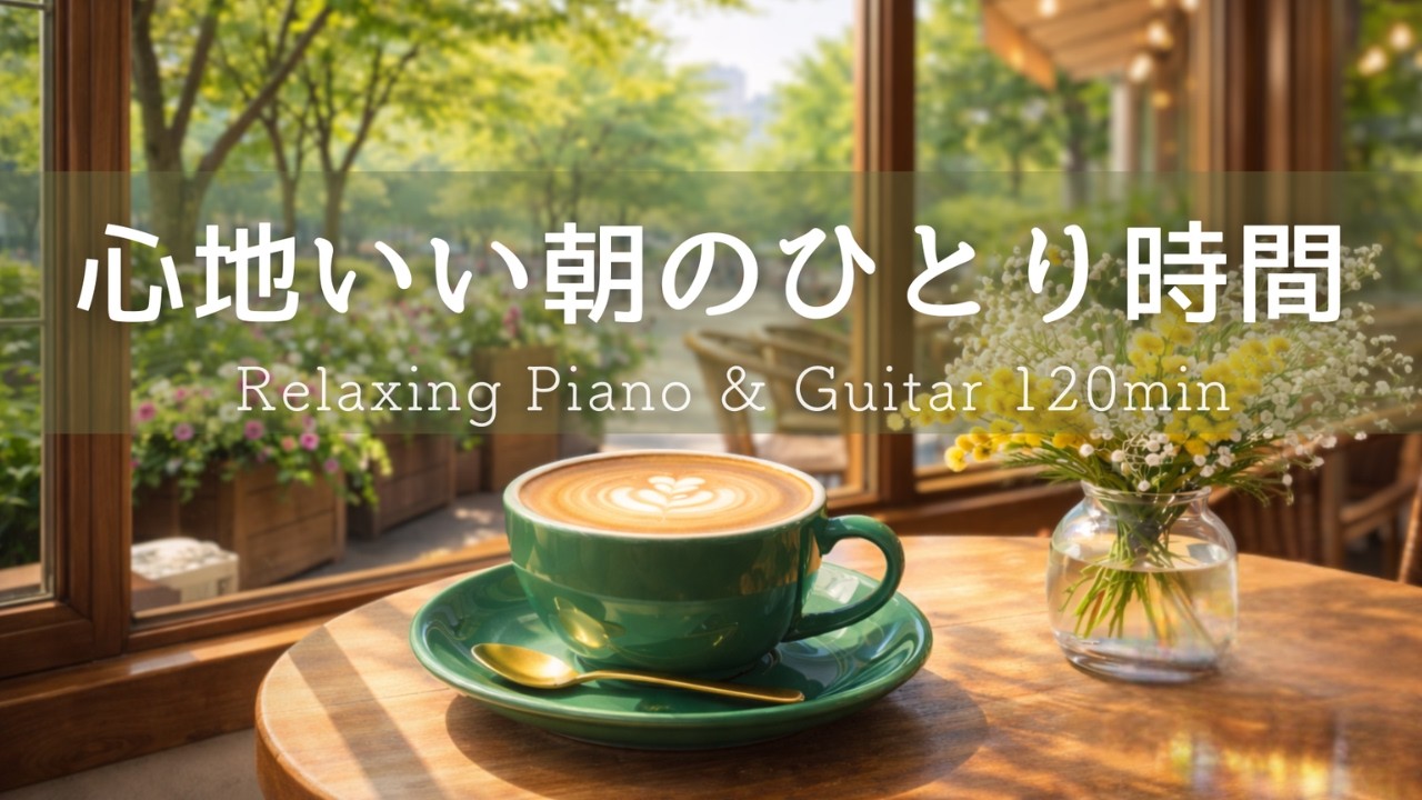 【癒しBGM】心が軽くなる朝カフェ🌿 穏やかなひとり時間に寄り添う Relaxing Piano & Guitar 120min｜リラックス・読書・勉強・作業用音楽