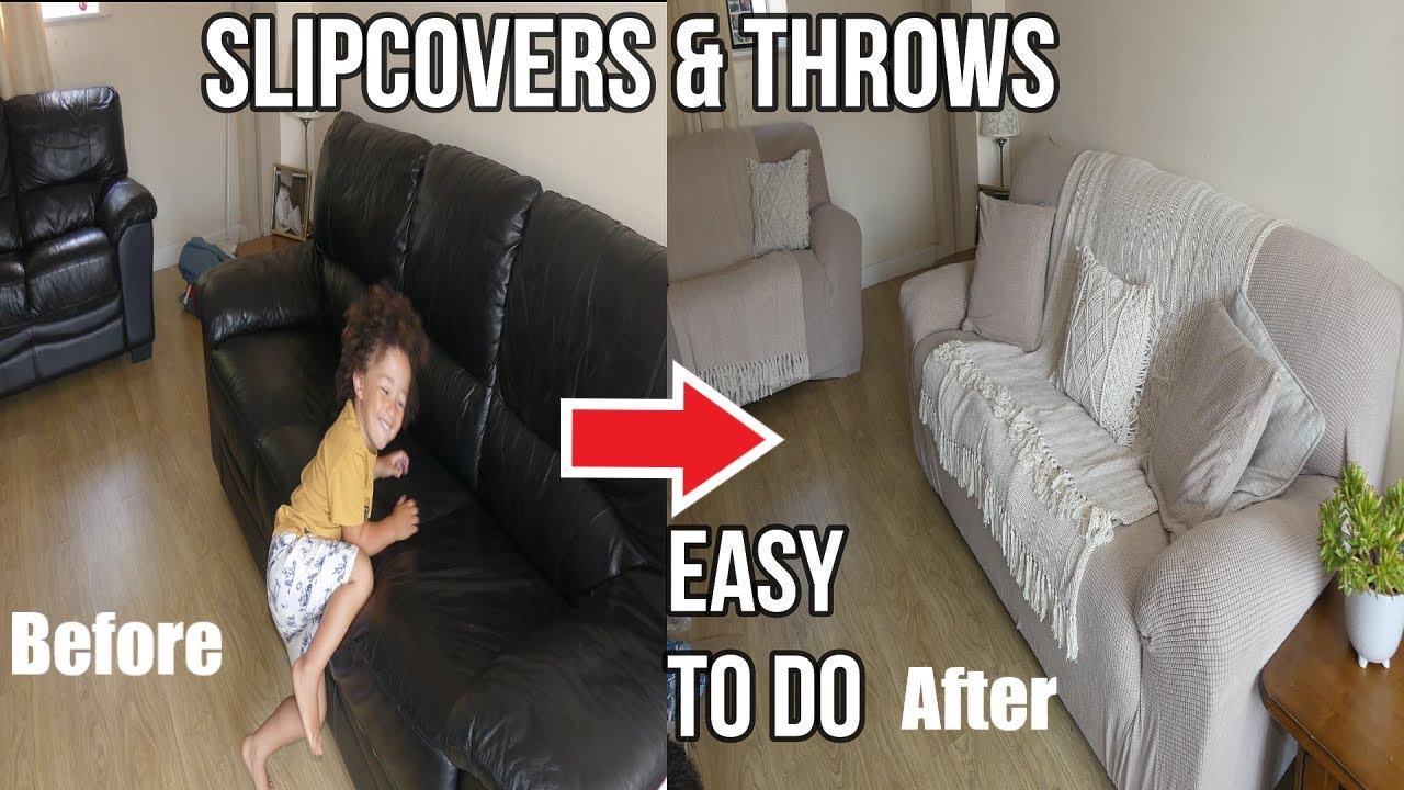 How To Slipcover A Sofa & Love Seat Quick & Easy Review Elasticated Stretch Sofa Cover Drawstring