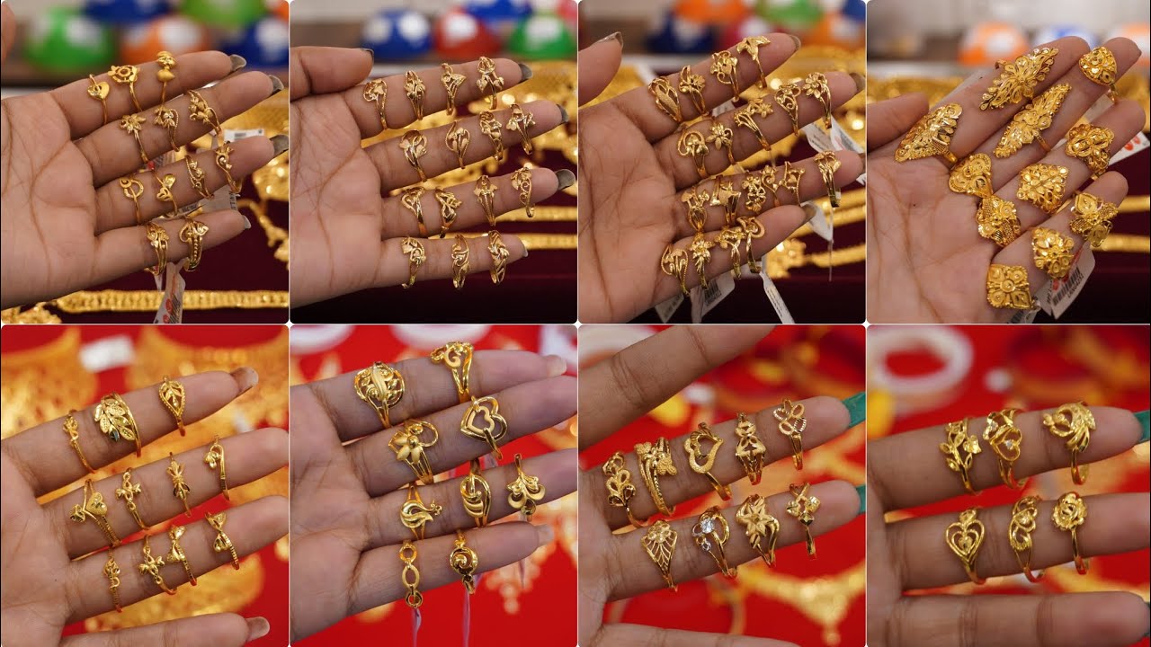 Gold ledies finger ring design for daily use/1 gram gold ring design/New Gold Ring Design With Price