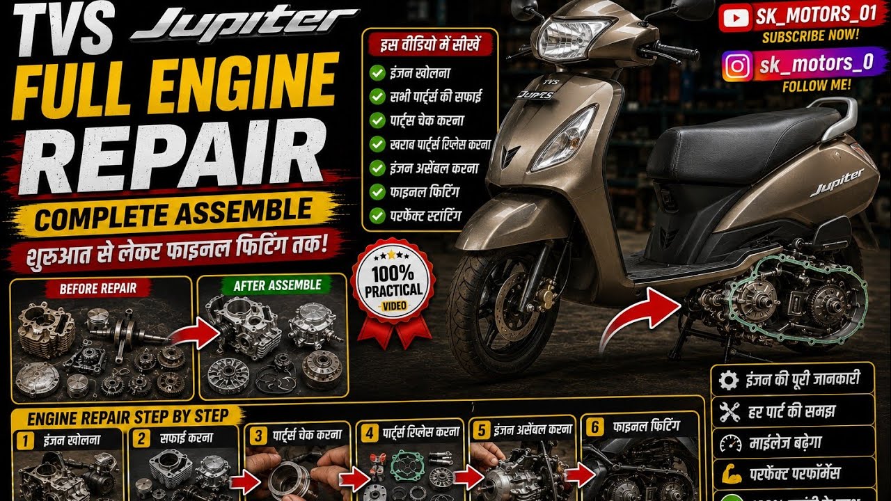Jupiter￼ full engine repair￼#automobile #sk_motors_01