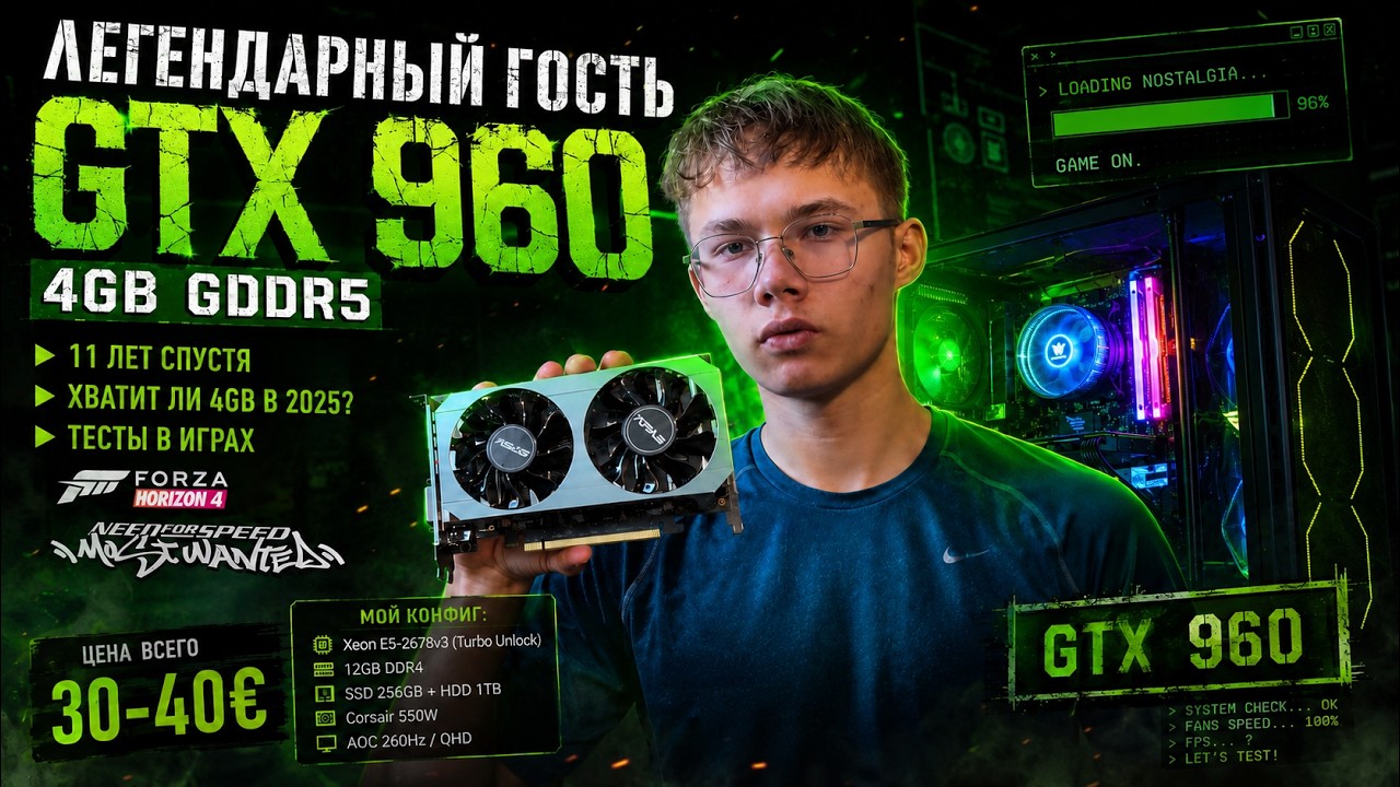 Что тянет легендарная GTX 960 спустя 11 лет?