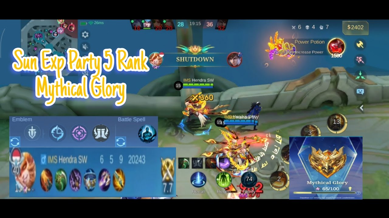 Sun Exp Party 5 vs Lapu-Lapu Exp, Hyper Gusion, Mid Vexana, Roam Tigreal, Gold Miya