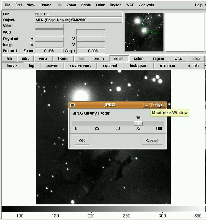 Using DS9 to Scale FITS Files
