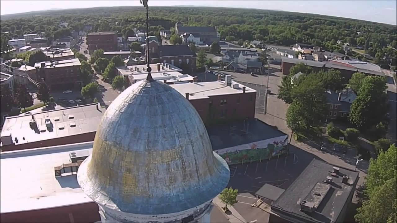 Drone video of Biddeford City Hall clock tower