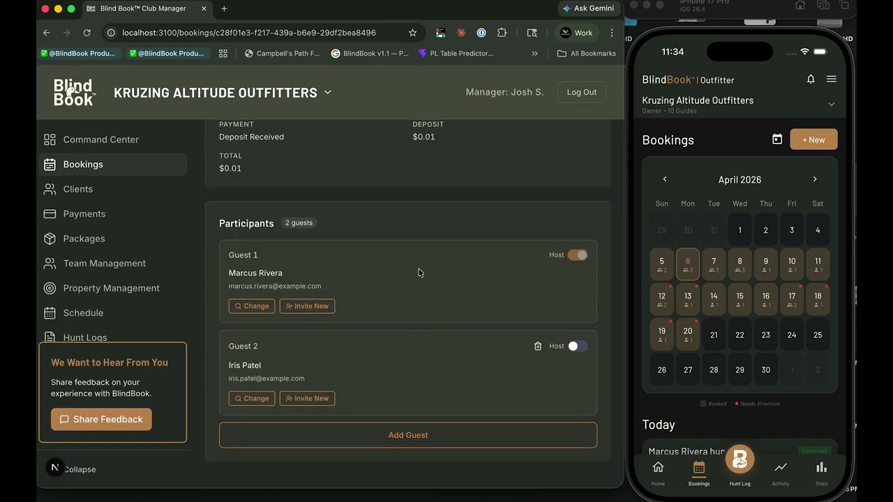 BlindBook for Outfitters &mdash; Full Platform Demo (Phase 1)