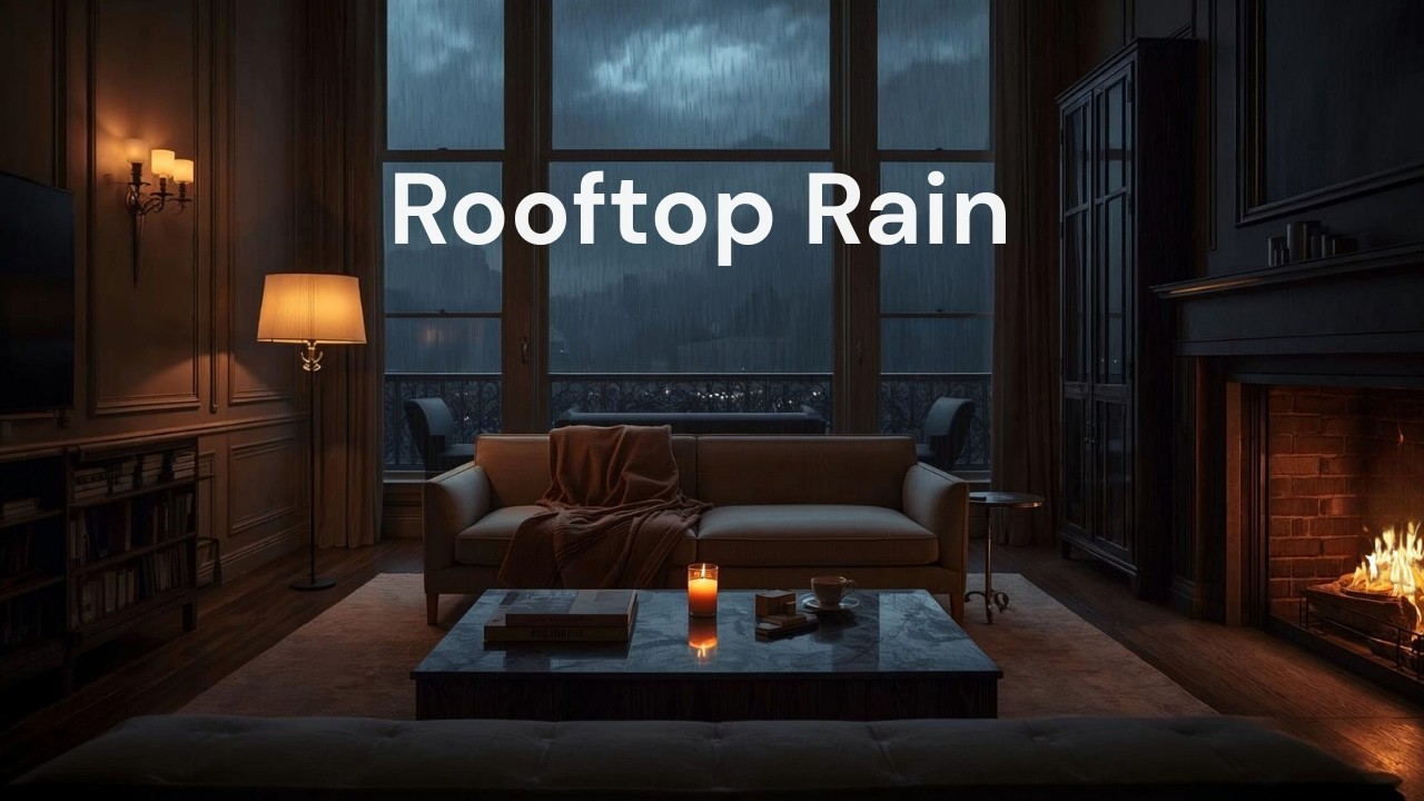 Rooftop Glass Corridor Rain | Soft Interior Rain Ambience | 2 Hours