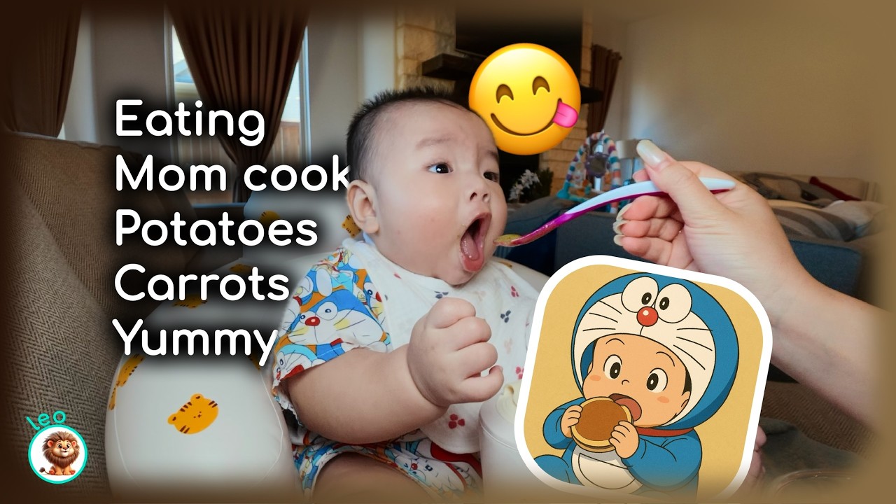 Leo goes full Doraemon, smashing potatoes and carrots like a culinary superhero!