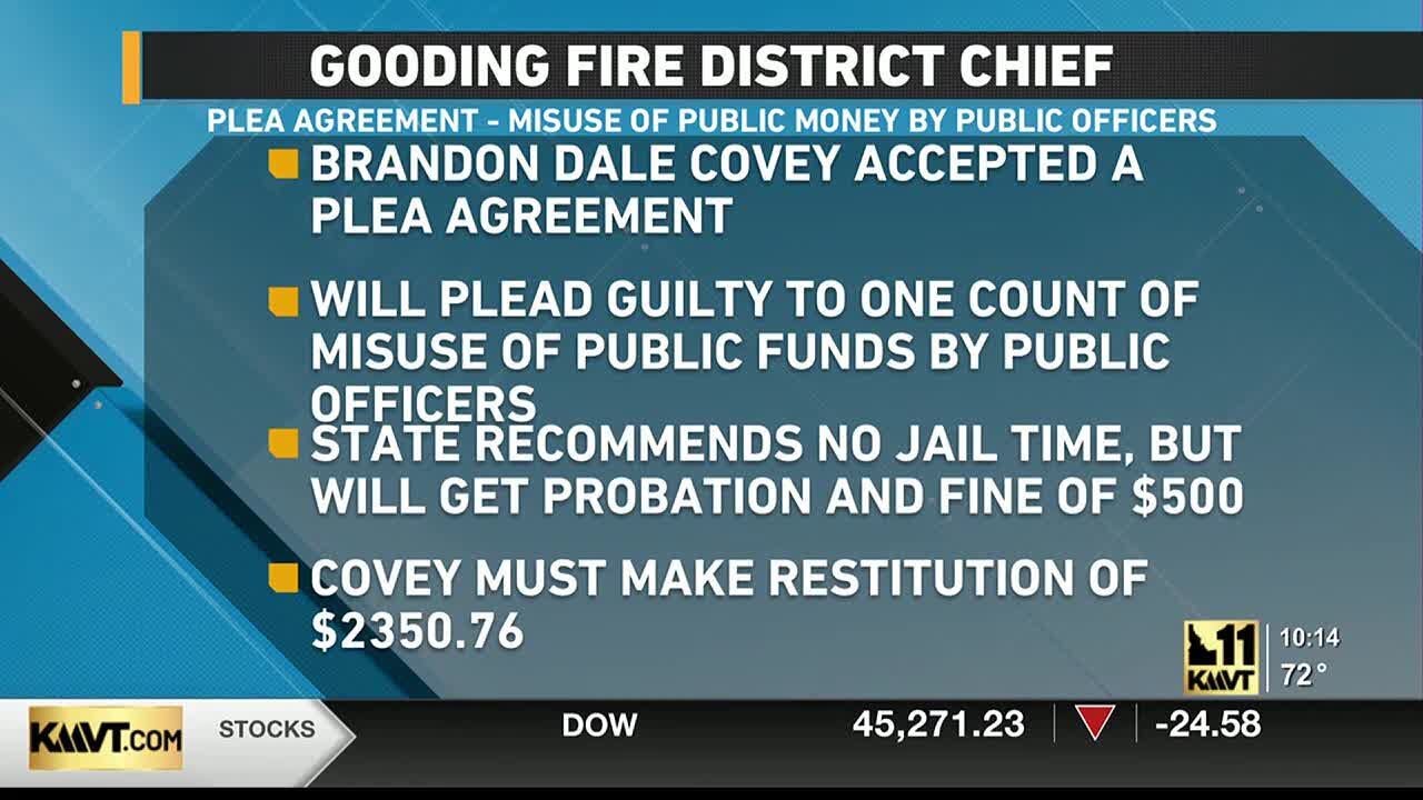 Gooding fire chief Brandon Covey makes plea deal