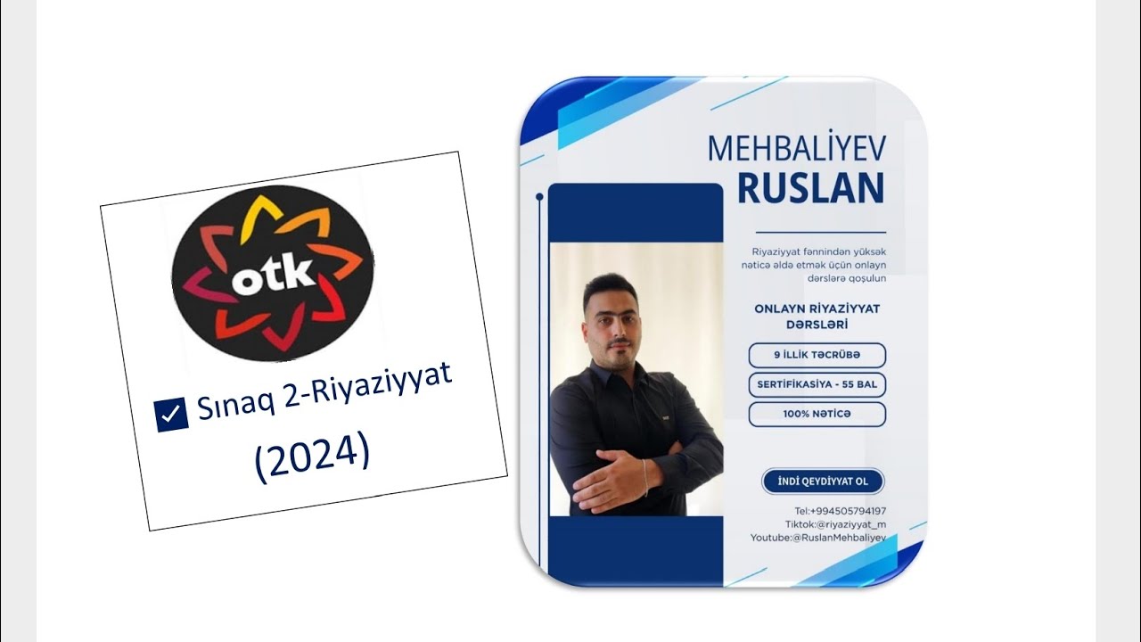 ✅OTK sınaq-2 Riyaziyyat (2024)-Buraxılış imtahanı. 16 noyabr 2025-Otk-sınaq-2 imtahanına dəstək...