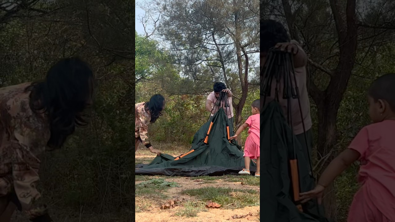 Our first camping experience at￼ kaginahare view point #kannadavlogs #minivlog #travelwithbaby #tent