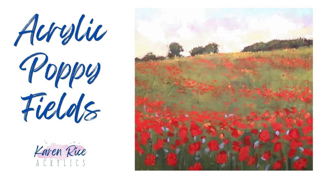 Atmospheric Poppy Field Acrylic Painting