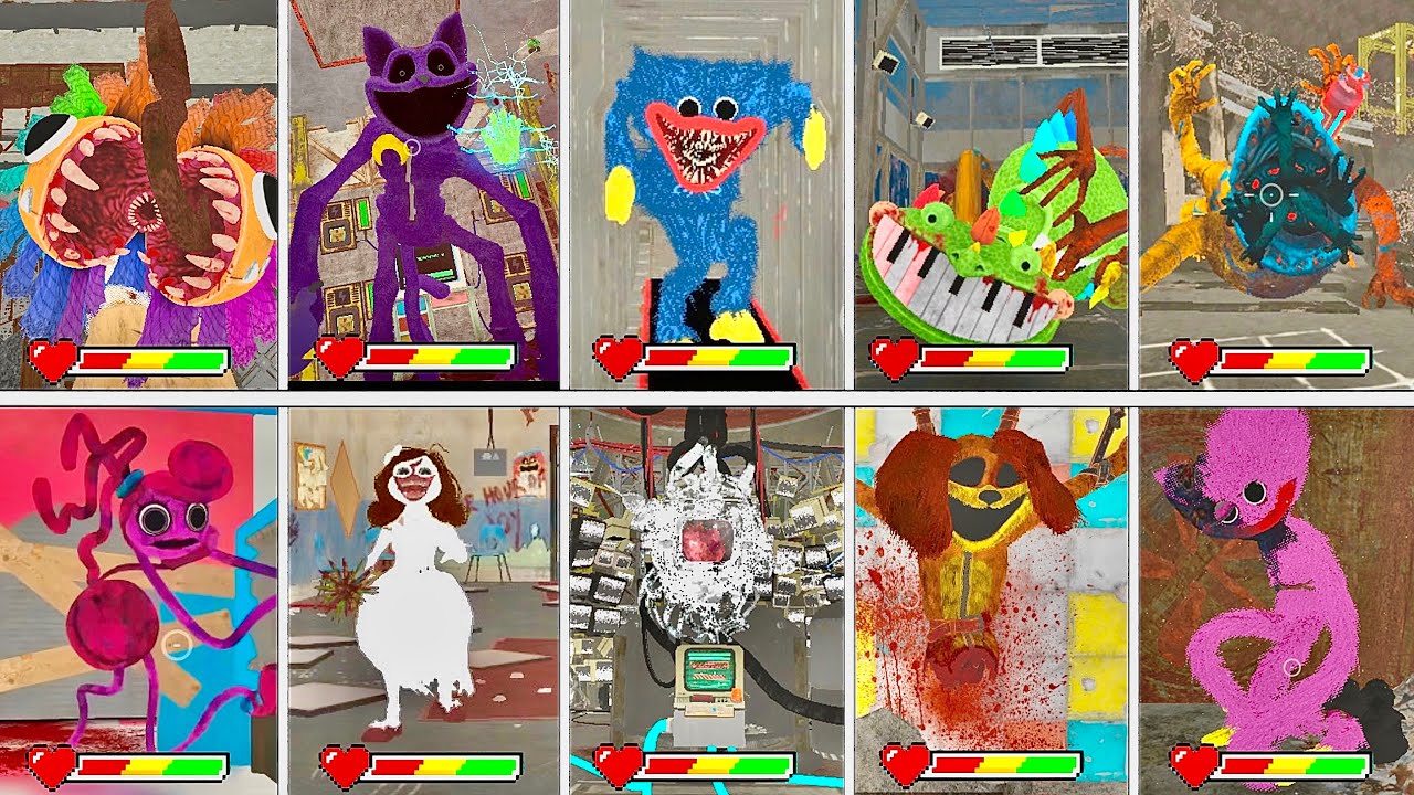 Poppy Playtime: Chapter 1 to 4-All Main Bosses in Brightmode With Healthbar