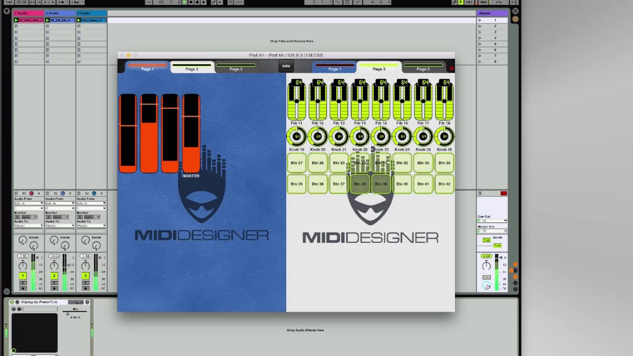 Meters in MIDI Designer 2.0 with VUplug by musicIO