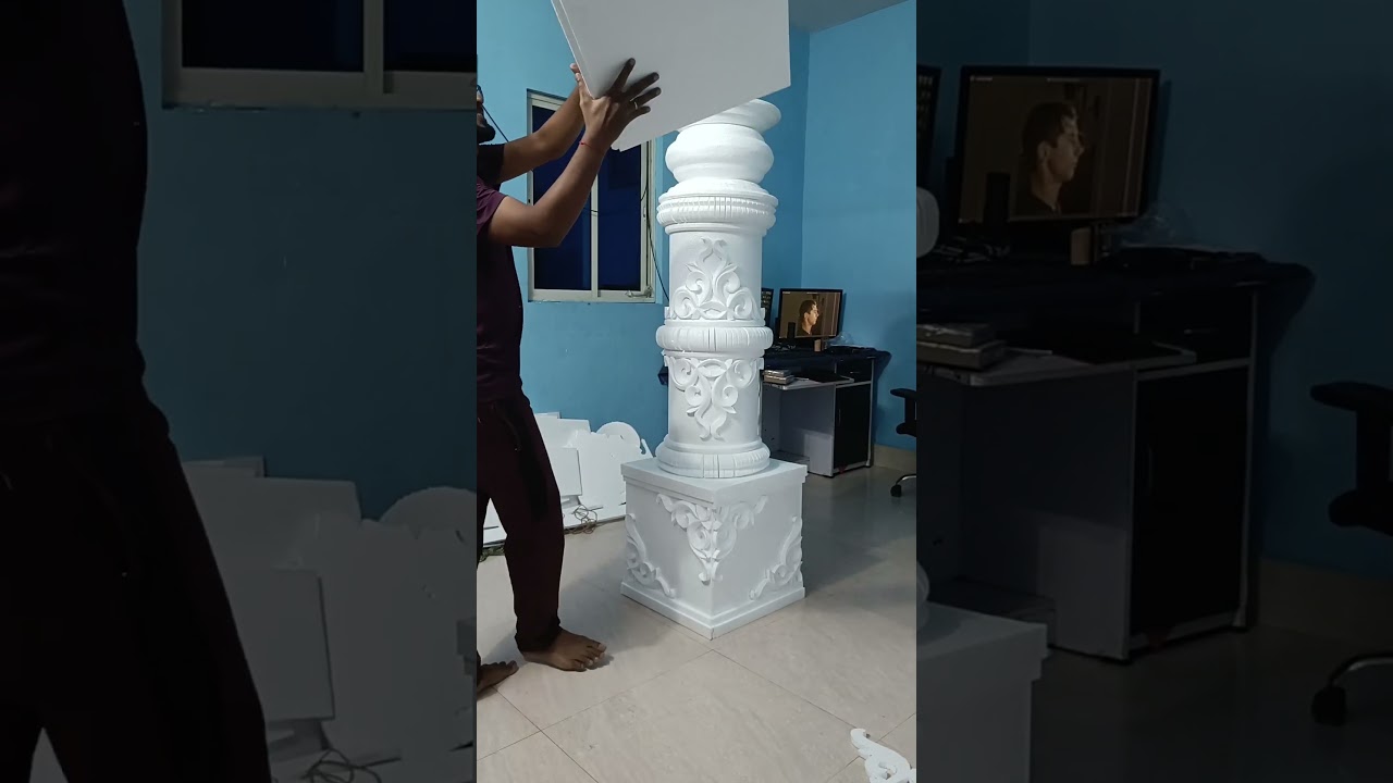 Round pillar design/ comment for full video/ #shoets /thermocol craft