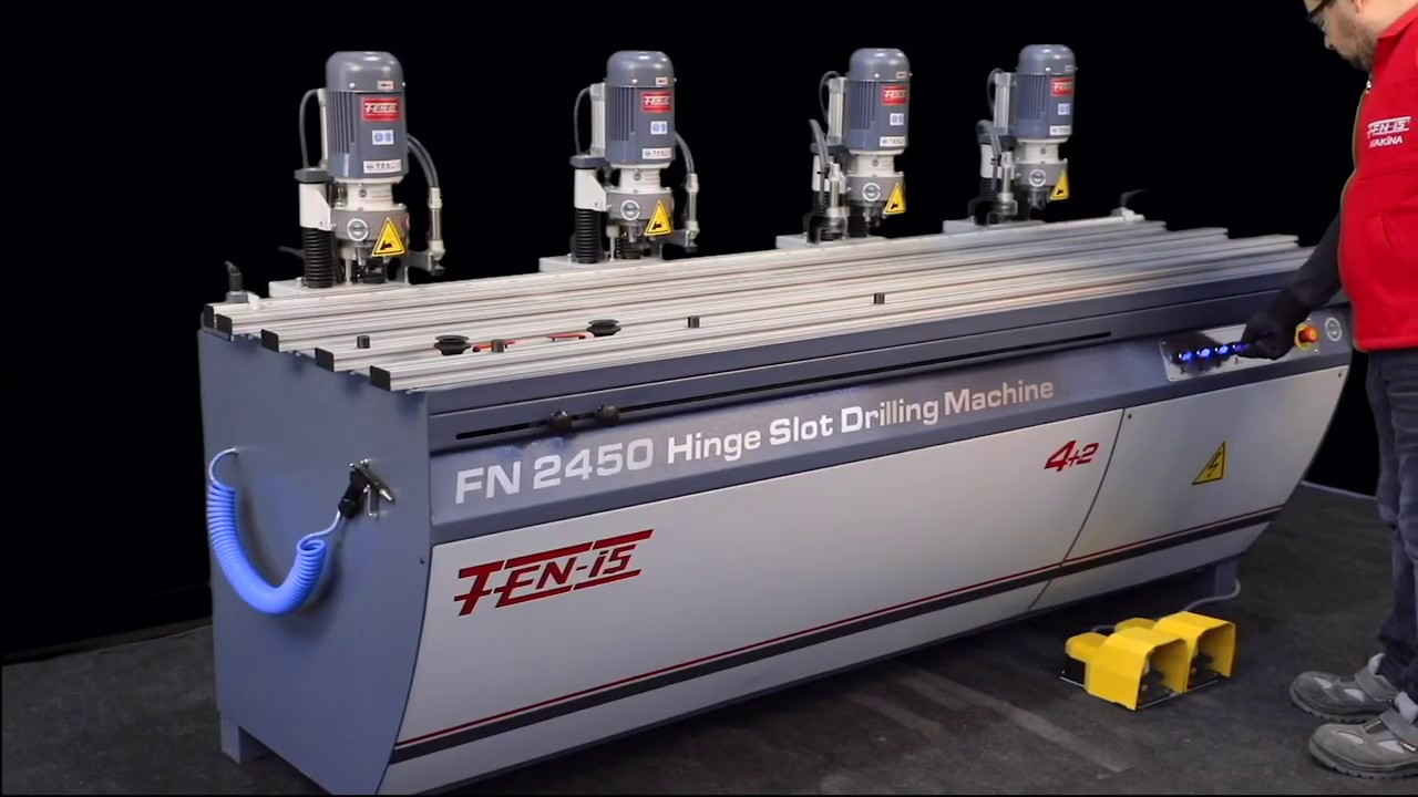 FN 2450 - 4 Head Hinge & Handle Slot Drilling Machine * Fen-is Machinery