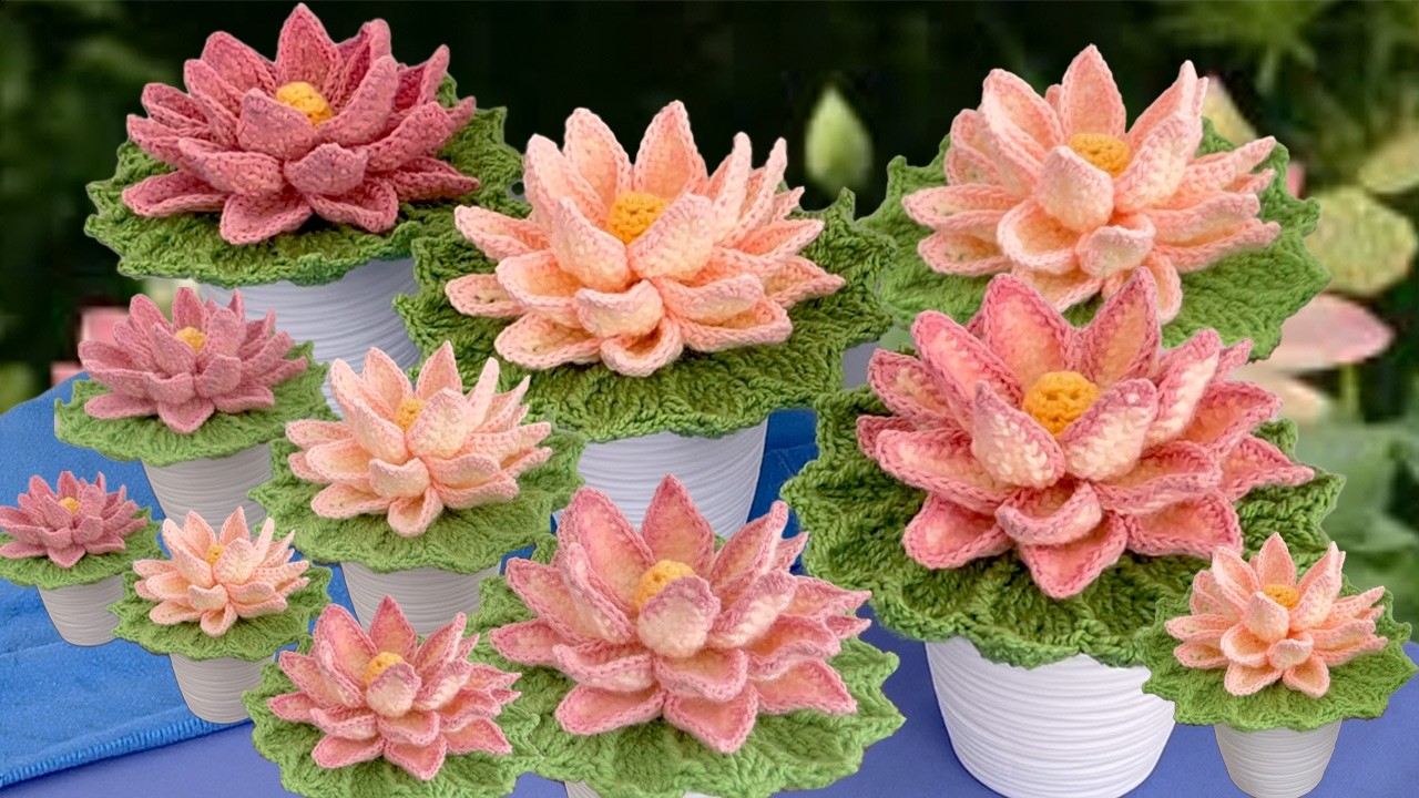 Como hacer las mas hermosas Flores de Loto Fácil Tutorial Crochet Principiantes