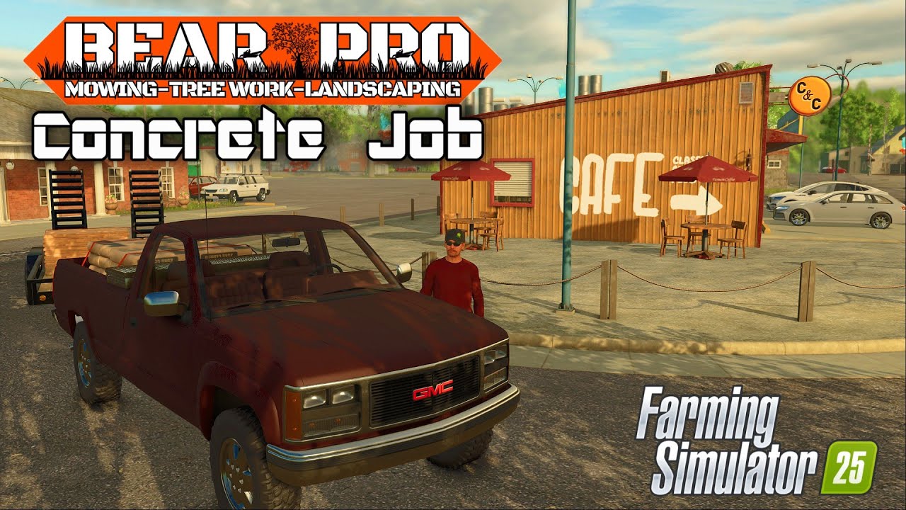 Laying a Concrete Patio & Spreading Gravel in Farming Simulator 25 | Bear Pro Landscaping