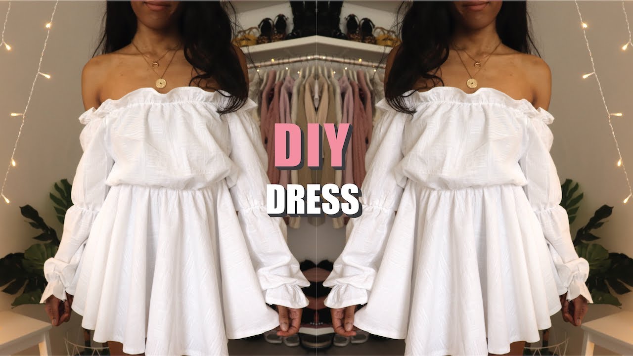 DIY OFF THE SHOULDER DRESS / How To Make A Dress with Sewing Pattern