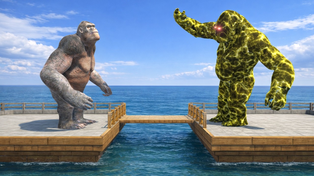Mutant Primates vs Infected Itself on Small Lava Bridge - Animal Revolt Battle Simulator