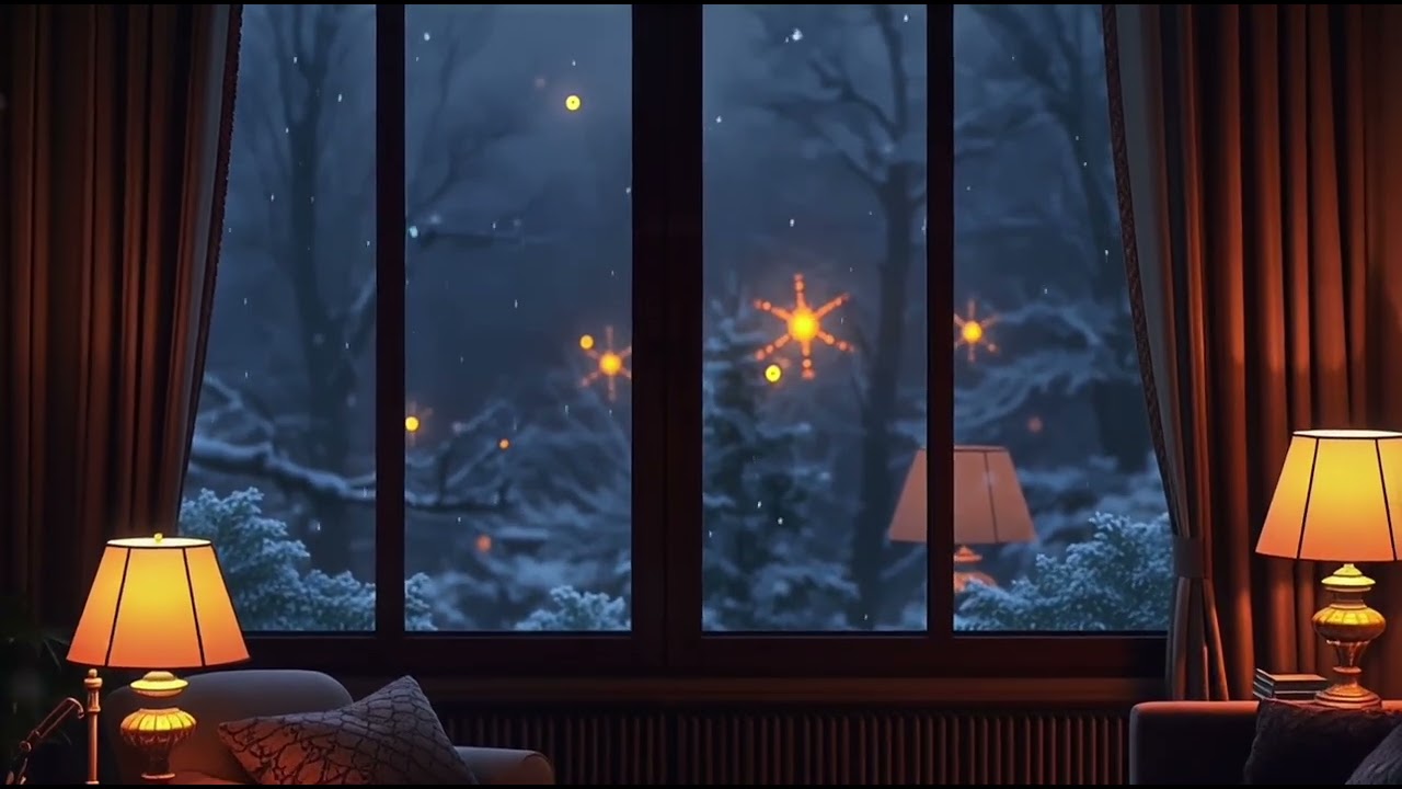 Cozy Snowy Night Room Ambience ❄️ Warm Window Light | 10–30s Vertical Loop