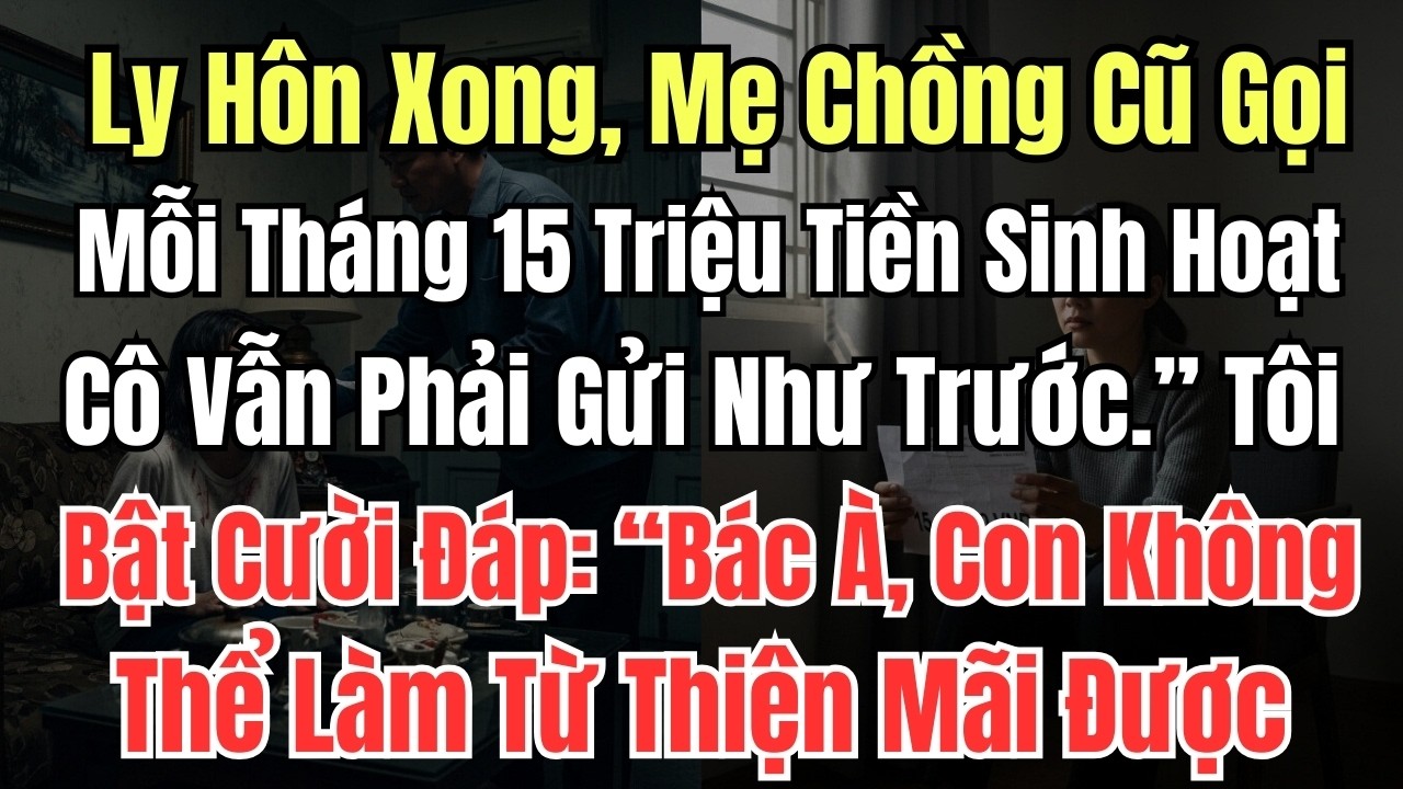 Ly Hôn Xong, Mẹ Chồng Cũ Gọi: “Mỗi Tháng 15 Triệu Tiền Sinh Hoạt, Cô Vẫn Phải Gửi Như Trước.” Tôi