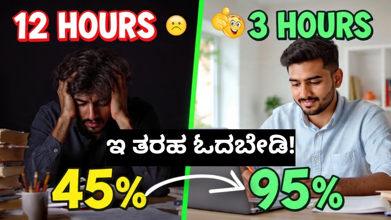 ಕಡಿಮೆ ಸಮಯದಲ್ಲಿ ಜಾಸ್ತಿ ಓದಿ ಹೆಚ್ಚಿಗೆ MARKS ತೆಗಿಯಿರಿ | How to STUDY MORE in LESS TIME| 3 STEPS
