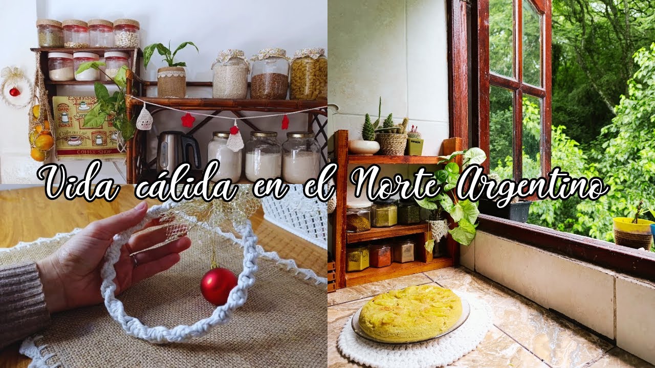 Decorando mi cocina. Tarta de manzana. Corona navideña macramé