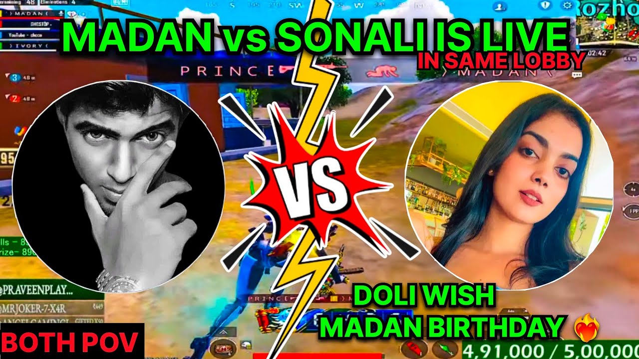 MADAN vs SONALI IS LIVE ||IN SAME LOBBY ||DOLI WISK MADAN BIRTHDAY🔥 #madan #madanop #bgmi #bgmitamil