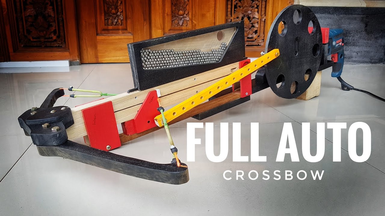 Homemade Amazing Full Auto Wooden Slingshot Crossbow  | Drill Powered |  DIY - 2021