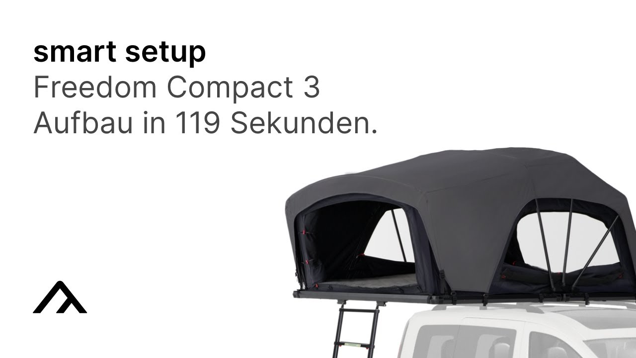 qeedo | Freedom Compact 3. Kleine Person, großes Dachzelt: In 119 Sekunden aufgebaut - Smart Setup