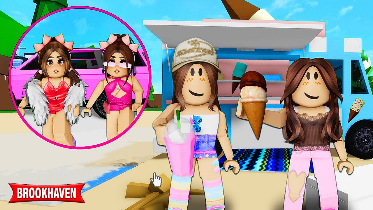 AS MENINAS FICARAM RICAS VENDENDO SORVETES NA PRAIA | Historinhas Brookhaven RP🏡 | Roblox