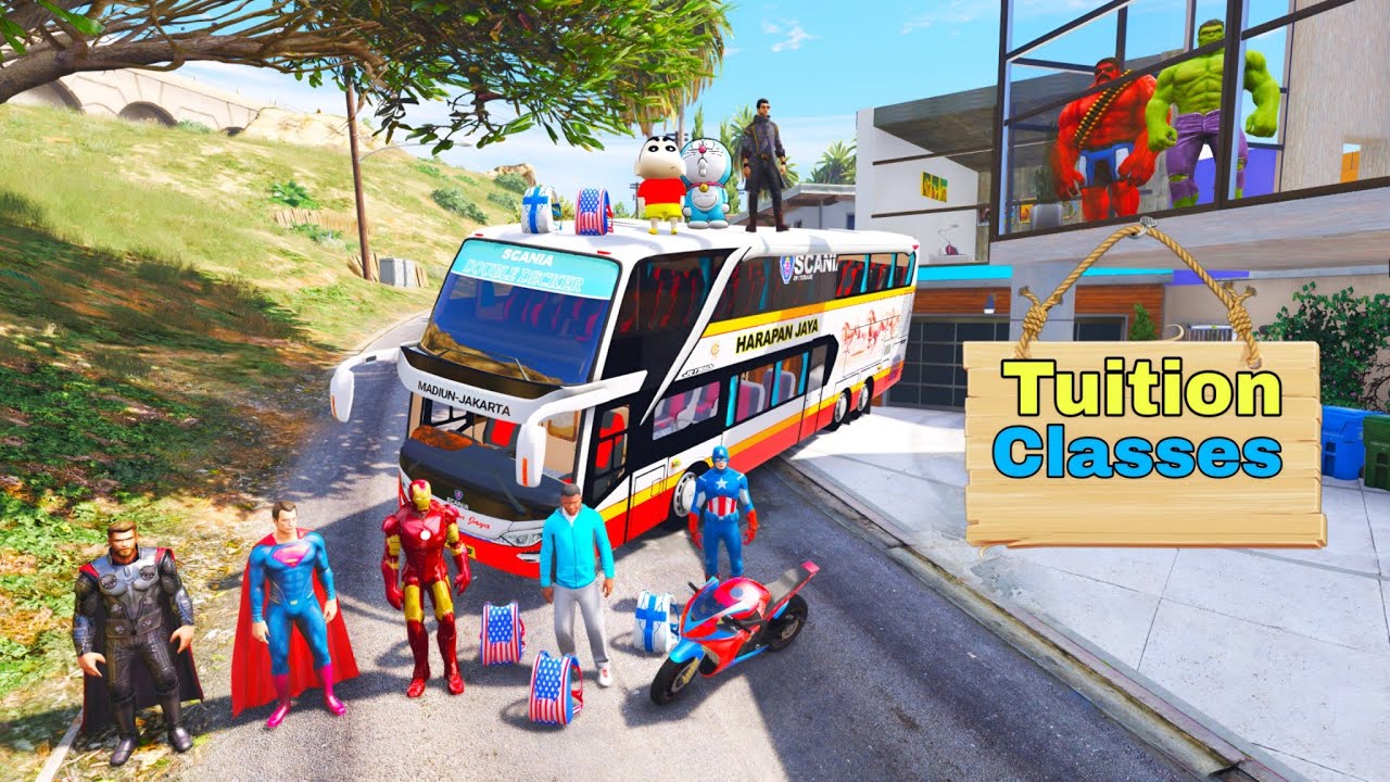 Franklin Take Franklin Tuition Classes or His all Students and Shinchan going To Picnic in GTA V