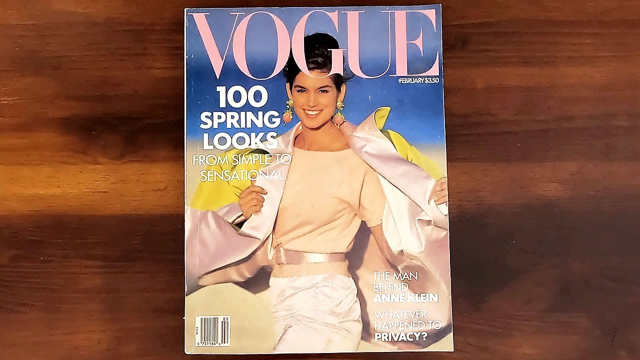 Vogue February 1990 Cindy Crawford, Linda Evangelista | ASMR Magazine Flip Through