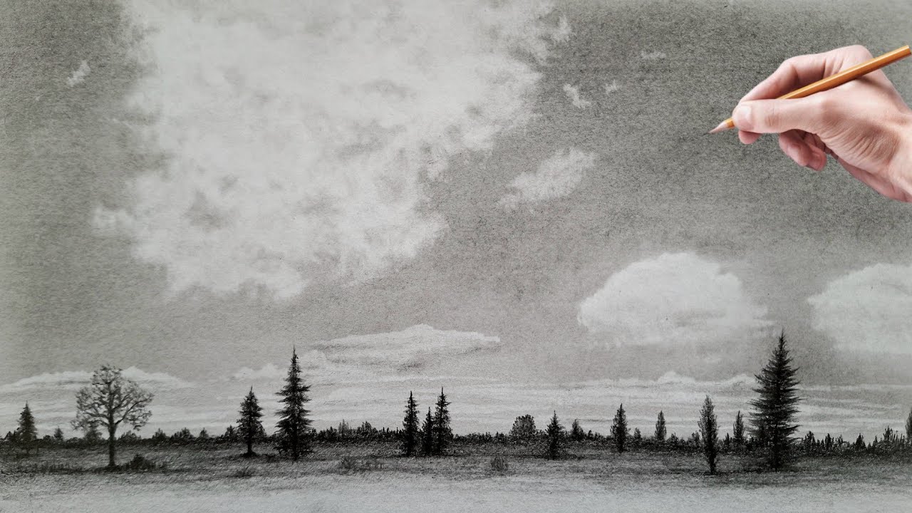 How to draw a cloudy sky | Draw a beautiful sky with the easiest step-by-step method