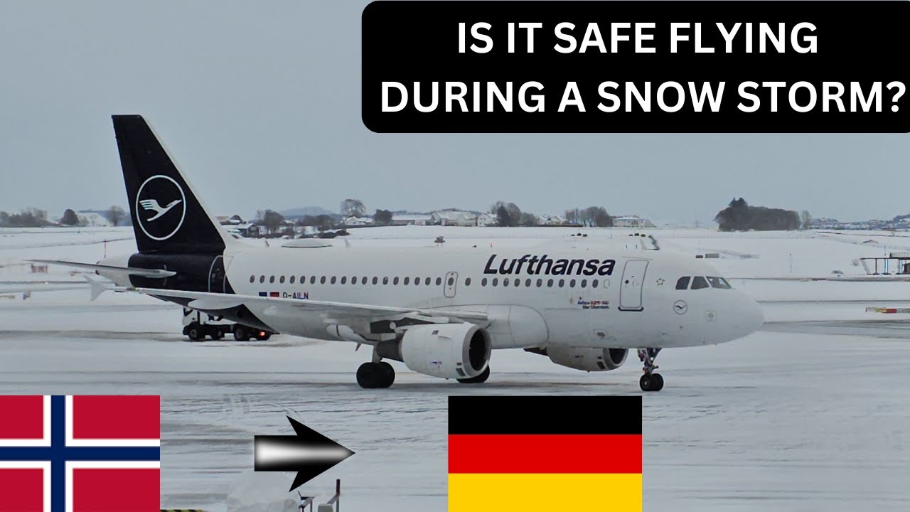 FLIGHT REVIEW | FLYING THROUGH SNOW STORM FROM STAVANGER TO FRANKFURT WITH LUFTHANSA ON AIRBUS A319.