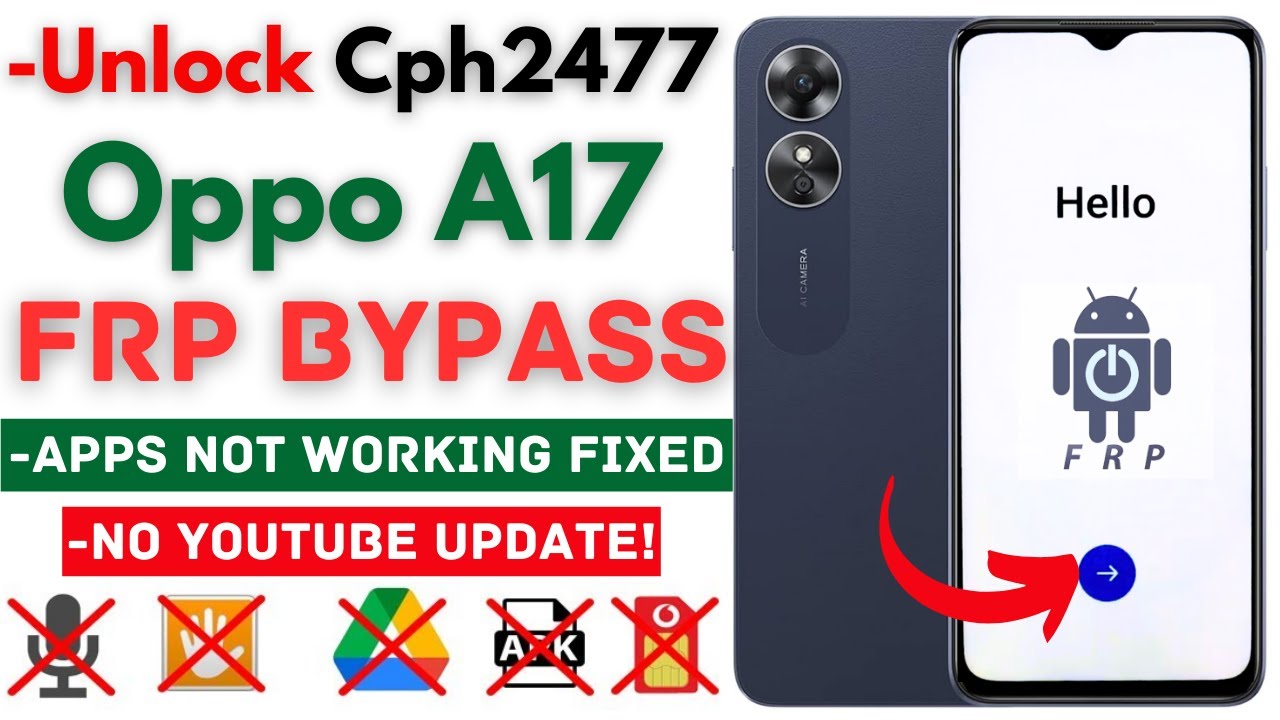-Unlock Oppo A17 FRP Bypass [Without PC] -Oppo A17 Frp Android 14 Google Account -Apps Not Working!