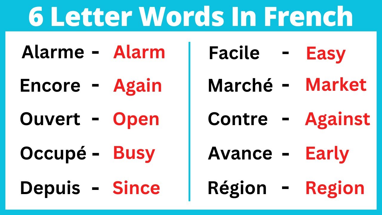 Six Letter Words in French | Phonics Lesson