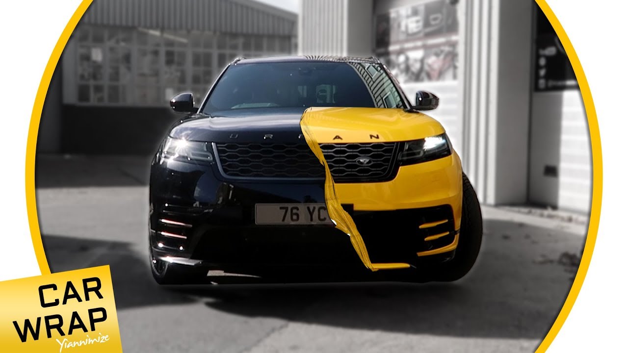 Black Urban Range Rover Velar wrapped Gloss Dark Yellow