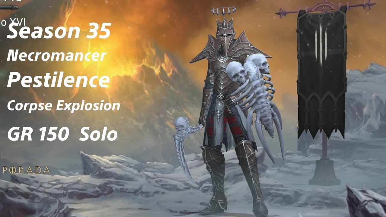 Diablo 3 Season 35 GR 150 Pestilence Corpse Explosion Necromancer  ( 36 / 42 set ).