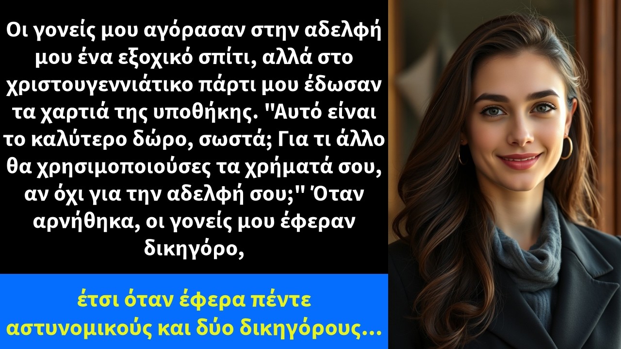 Οι γονείς μου αγόρασαν στην αδελφή μου ένα εξοχικό σπίτι, αλλά στο χριστουγεννιάτικο πάρτι μου