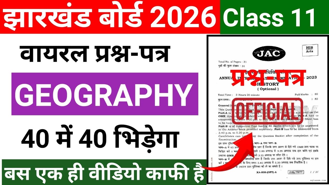 Class 11 Geography Objective Questions 2026|Class 11 Geography 40 mcq Questions 2026|Jac Board 2026