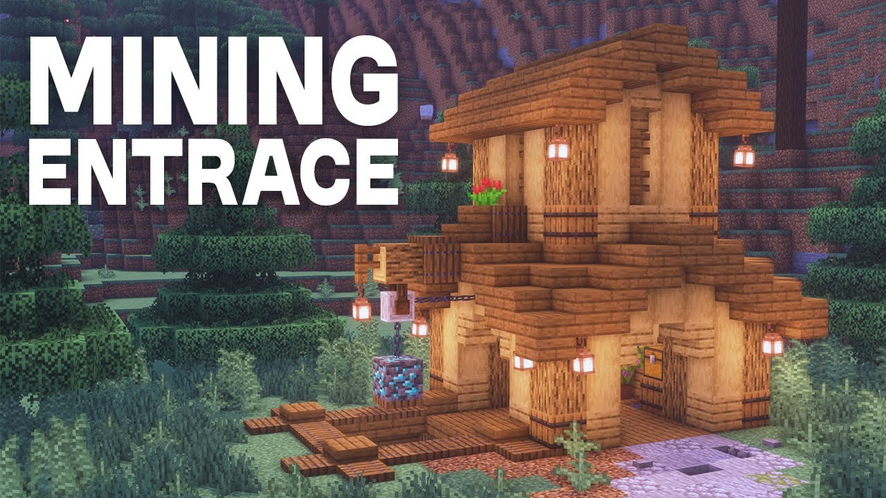 Minecraft I How To Build a Simple Mining Entrance House - Tutorial