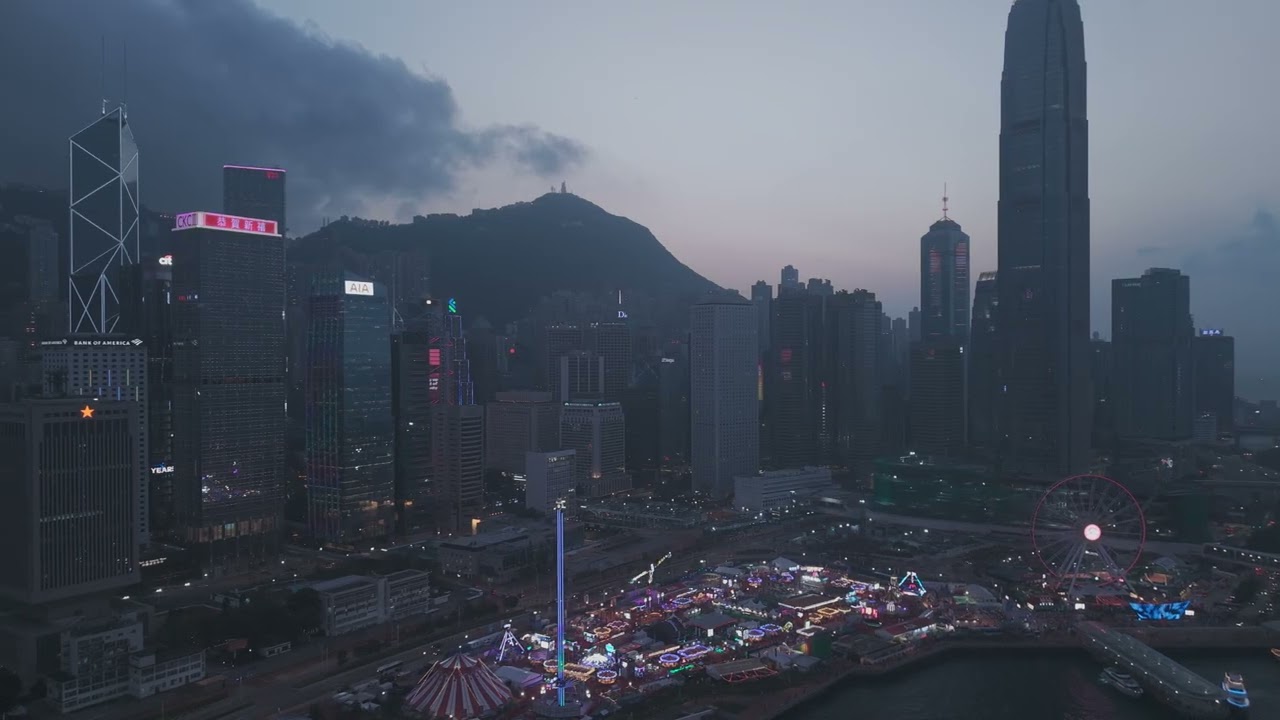 Stunning view of the Tamar Park and the Victoria Harbour #djimini5pro #tamarpark #victoriaharbour