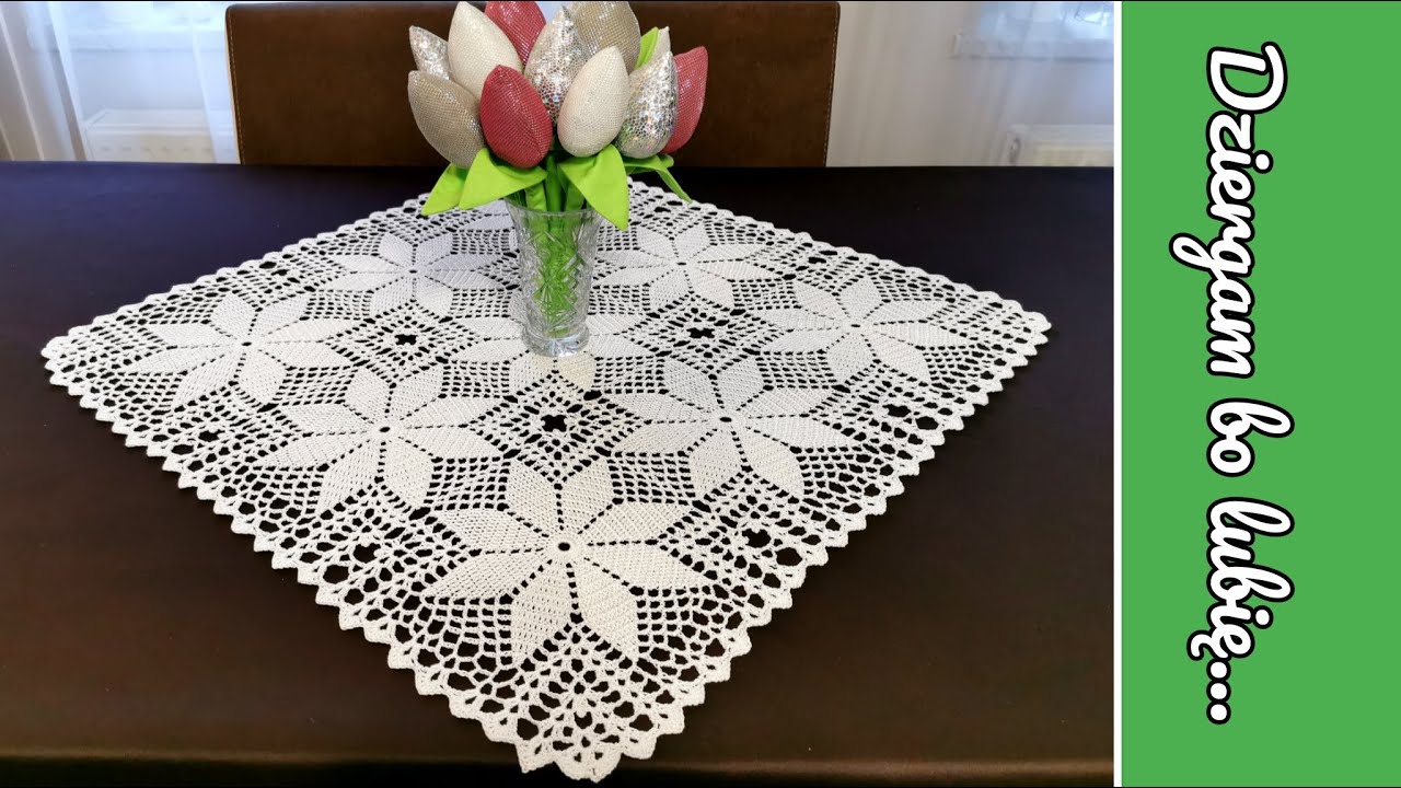 Duży element GWIAZDA. Serweta, bieżnik na szydełku, obrus w gwiazdy z elementów.