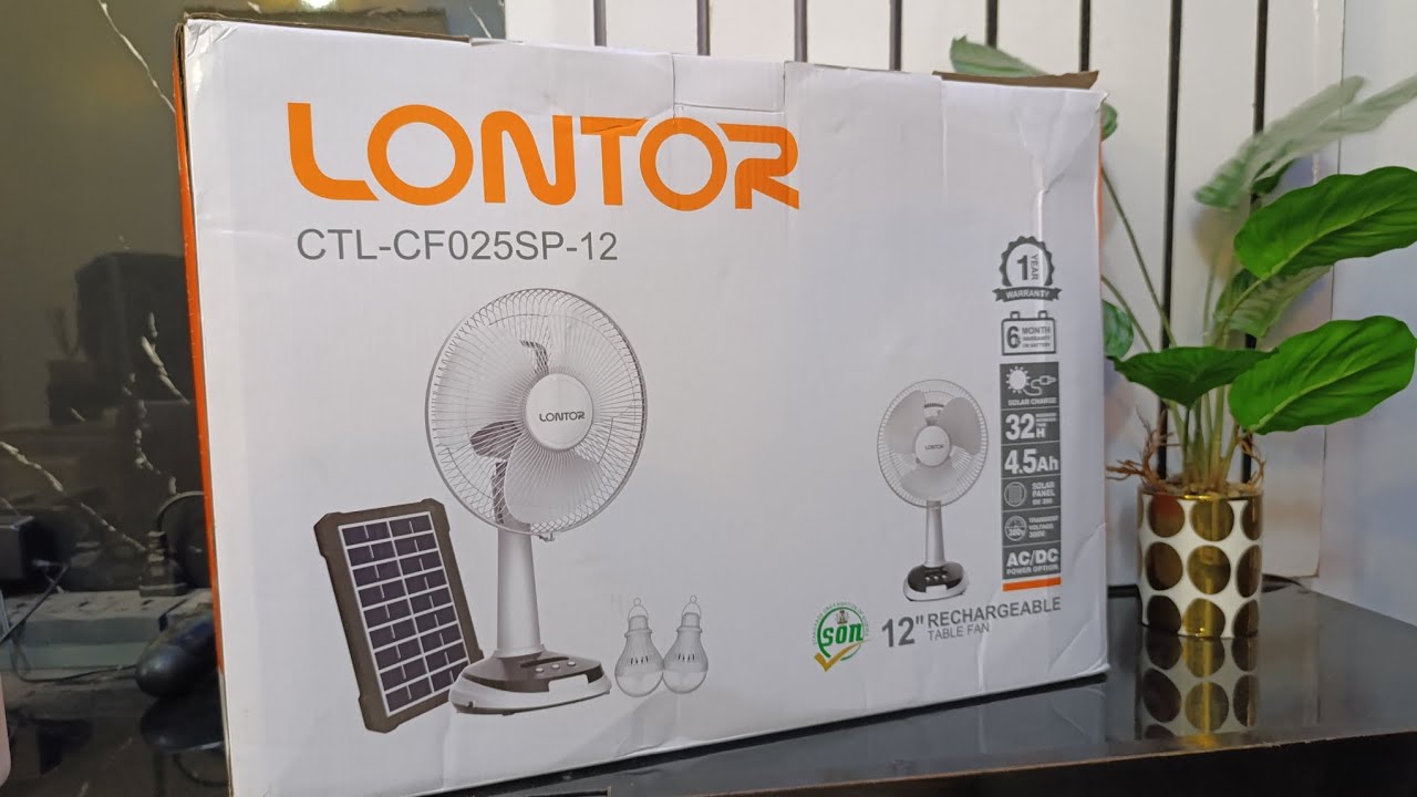 Lontor 12 inch rechargeable Solar fan (CTL-CF025SP) Unboxing, setup and detailed Review