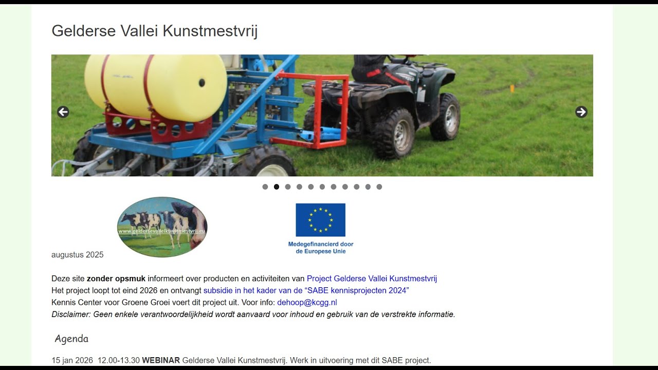 Renure. Werk in uitvoering daarmee in EU SABE-project "Gelderse Vallei Kunstmestvrij" Webinar15-1-26